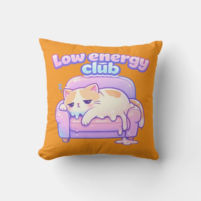 Coussin Funny Tired Cute Cat Melting on Chair Throw Pillow (Recto)
