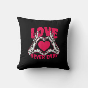Coussin Funny Valentines Day Skeleton Heart Mains