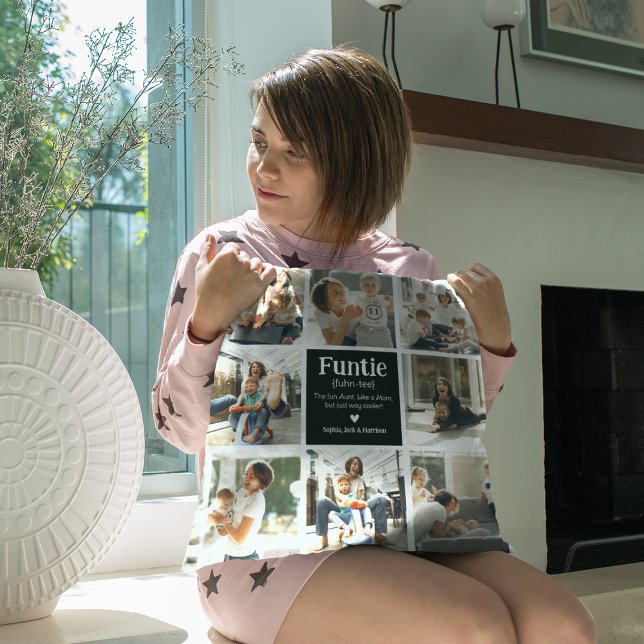 Coussin Funtie Photo Collage Définition Tante Moderne Mign (Créateur téléchargé)