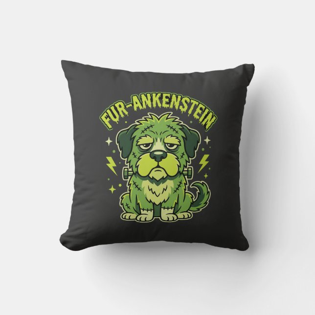 Coussin Fur-Ankenstein Drôle de Frankenstein Chien Hallowe (Recto)