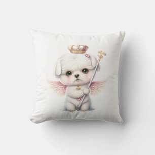 Coussin Furry Joy : Angel Wing Maltese Chig Puppy Cadeau