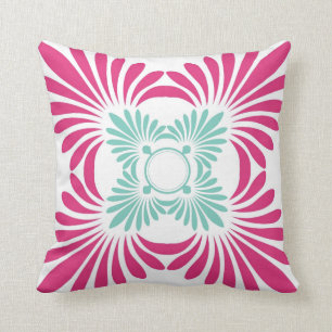Coussin Fuschia rose et vert menthe