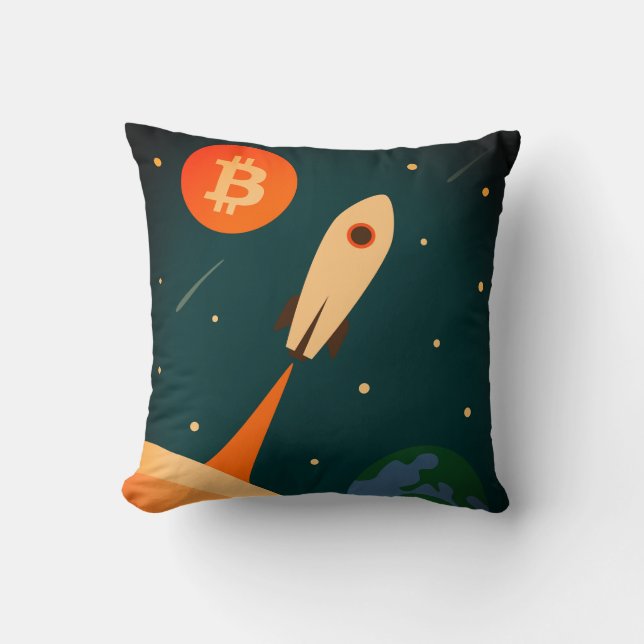 Coussin Fusée Bitcoin (Recto)