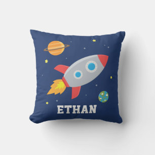Coussin Fusée dans l'espace, planète et étoiles, nurserie