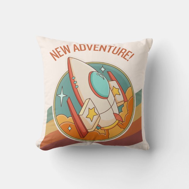 Coussin fusée nouvelle aventure (Recto)