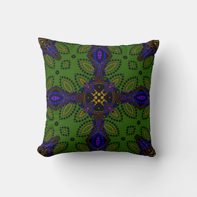 Coussin Fusion Art Green+Indigo motif Cushion (Recto)