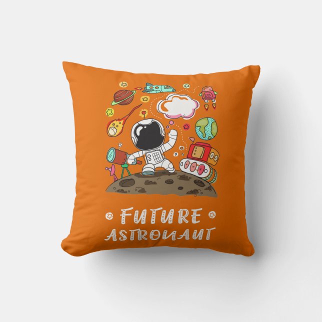 Coussin Futur astronaute, l'espace, planètes, Rocket. (Recto)
