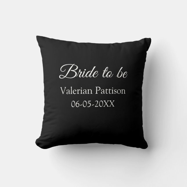 Coussin Futur mariée nom date noir blanc enterrement de vi (Recto)
