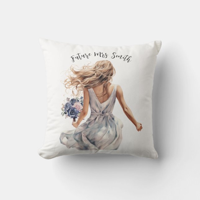 Coussin Futur Mme. Belle mariée aquarelle (Recto)