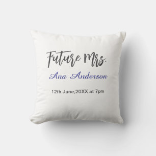 Coussin Futur nom de famille de Mme la mariée à venir gris