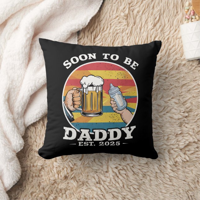 Coussin Futur Papa 2025 Premier Papa 2025 Rétro (Couverture)