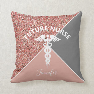 Coussin Future infirmière Médicale Parties scintillant ros