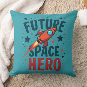 Coussin Future Space Hero Retro Rockship Design
