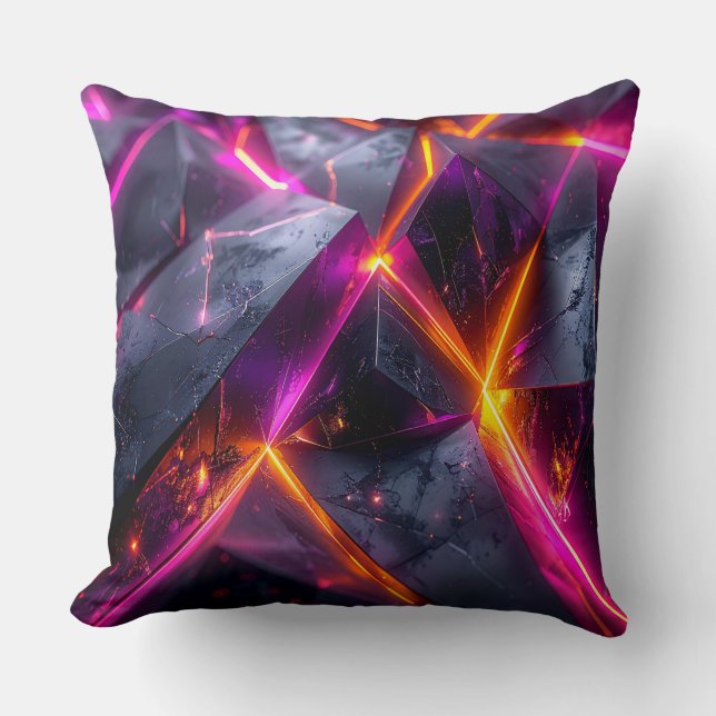 Coussin Futuristic Luminous Crystal Geometry Pillows (Recto)