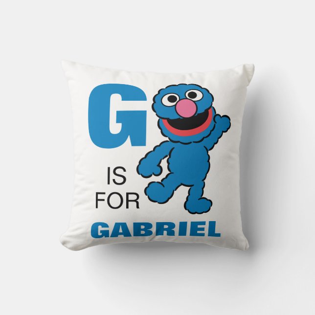Coussin G est pour Grover | Ajoutez votre nom (Recto)