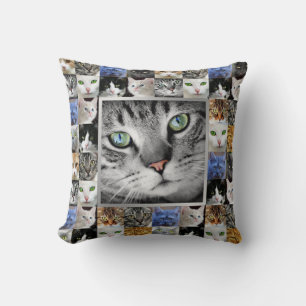 Coussin Gabarit de photo collage de visages de chats