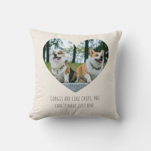 Coussin Gabarit de photo de cœur de Corgi Taupe chaud Cade