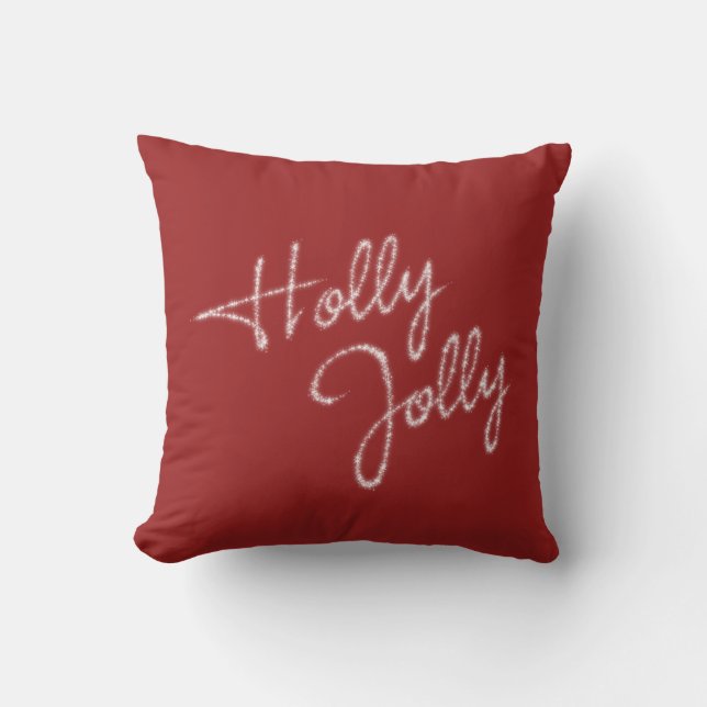 Coussin gai de vacances de houx en rouge (Recto)