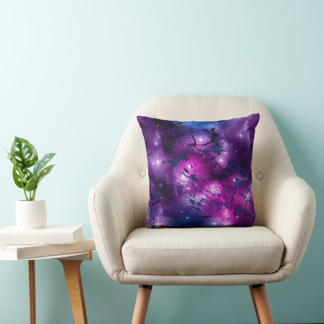 Coussin Galaxie | Bleu cosmique Marbre pourpre et rose (Chaise)