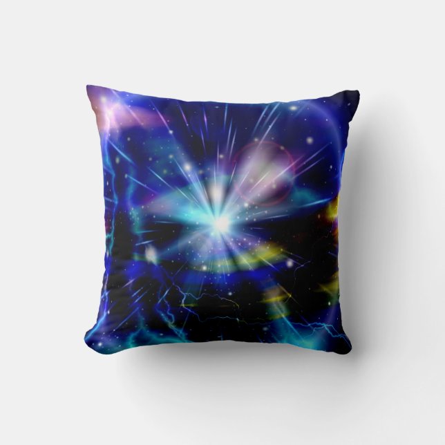 Coussin Galaxie bleue Art Abstrait (Recto)