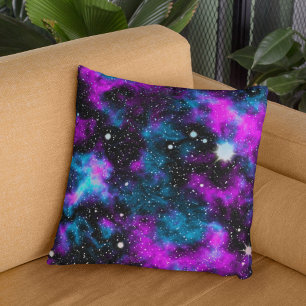 Coussin Galaxie bleue et violette cosmique