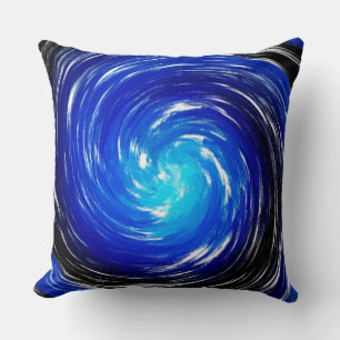 Coussin Galaxie Bleue Moderne Swirl Art Abstrait