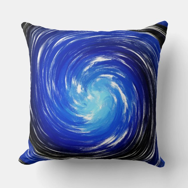Coussin Galaxie Bleue Moderne Swirl Art Abstrait (Recto)