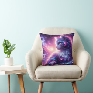 Coussin Galaxie Cosmique Féline Mystique Céleste