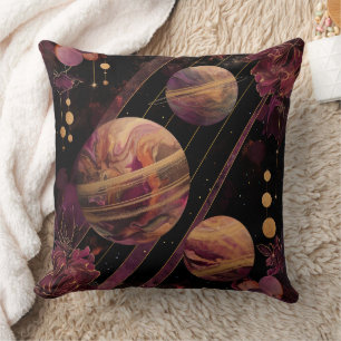 Coussin Galaxie d'Améthyste Planète Or Céleste