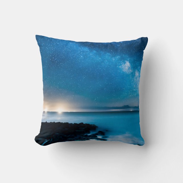 Coussin Galaxie de manière laiteuse au-dessus des bateaux (Recto)