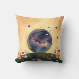 Coussin Galaxie impressionniste avec jardin fleuri