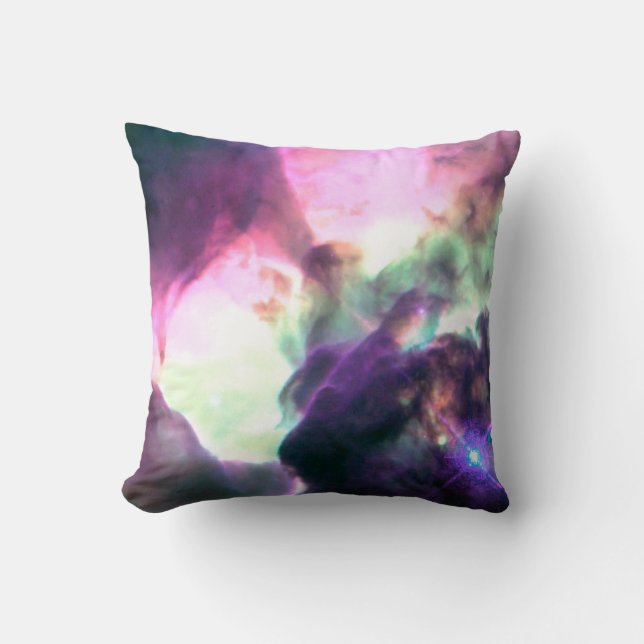 Coussin Galaxie rose Turquoise violet Nebula (Recto)