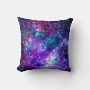 Coussin Galaxie spatiale violette Ciel rose sarcelle spati