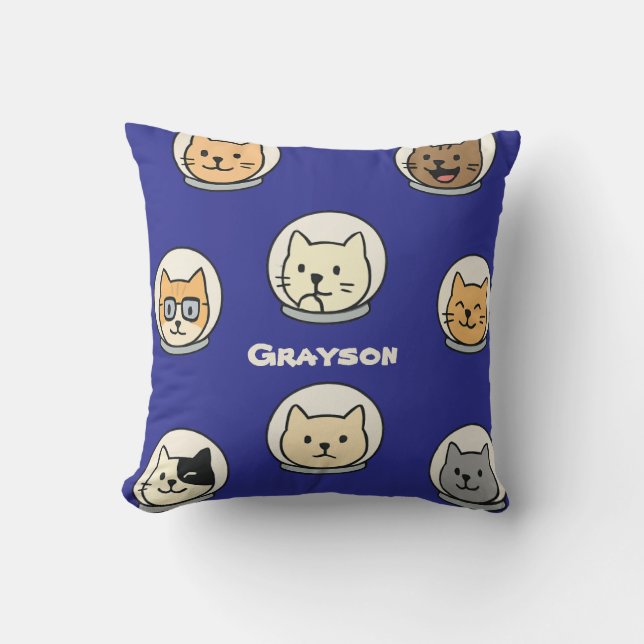Coussin Galaxy Cat Head Pillow With Name For Cat Lovers (Recto)