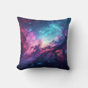 Coussin Galaxy espace parties scintillant nebula rose viol