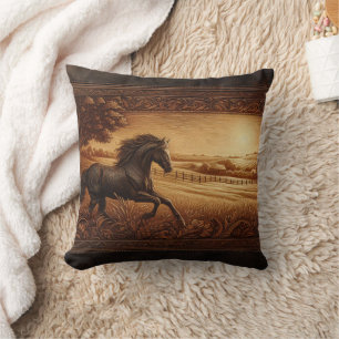 Coussin Galerie de chevaux Majestic dans Golden Sunrise Fi