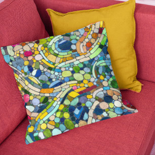Coussin Galets colorés Art Mosaïque