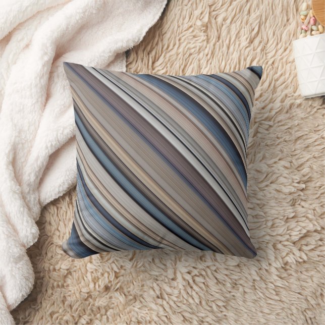 Coussin Galets d'ardoise bleu et brun rayé et à carreaux (Couverture)