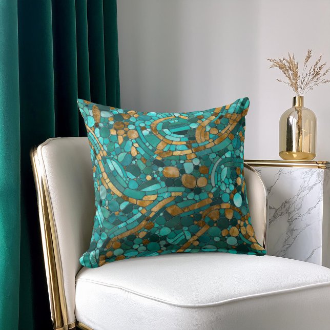 Coussin Galets Mosaic Art -Emerald et or (Créateur téléchargé)