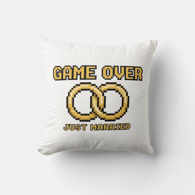 Coussin Game Over Married Funny Throw Pillow (Recto)