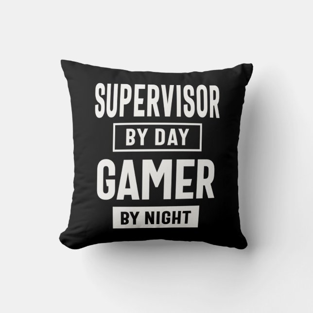 Coussin Gamer et Superviseur Titre du travail Cadeau (Recto)