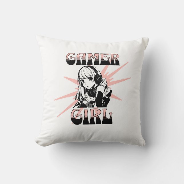 Coussin Gamer Girl | Jeu vidéo (Recto)