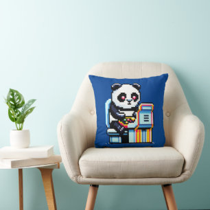 Coussin Gamer Panda - Joli Pixel Art Arcade Design