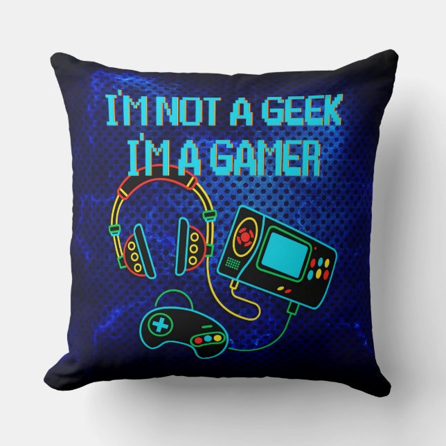 Coussin Gamer Retro Neon Blue (Recto)