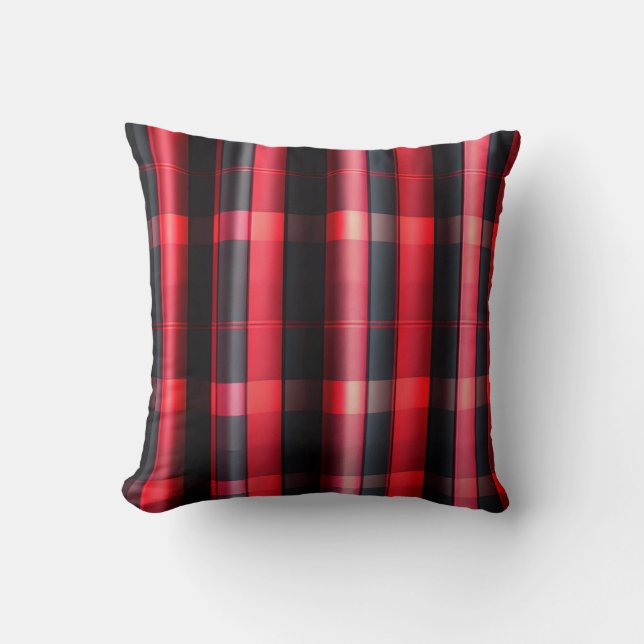 Coussin Gamme Abstraite Red Black Plaid (Recto)