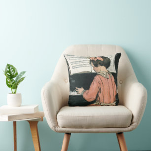 Coussin Gammes par Jessie Willcox Smith, Fille de Musique 
