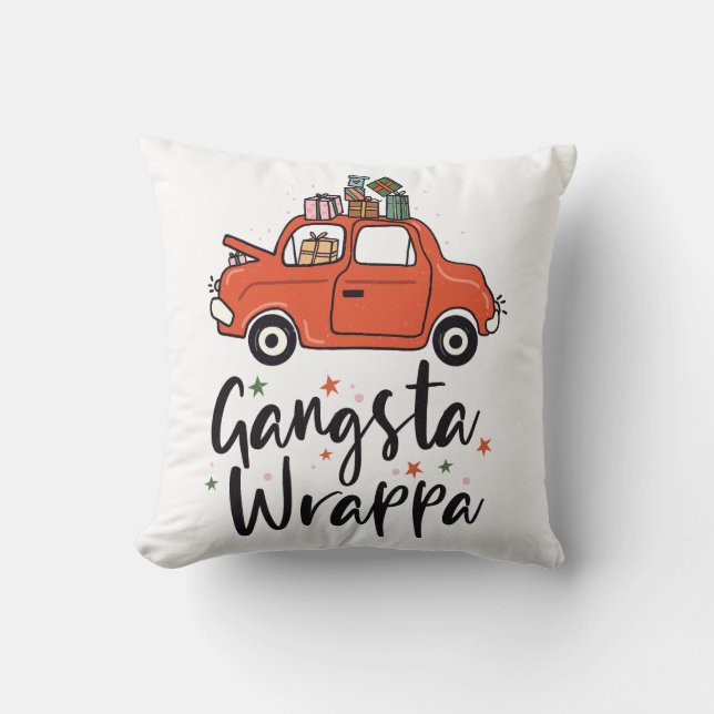 Coussin Gangsta Wrappa Noël drôle (Recto)