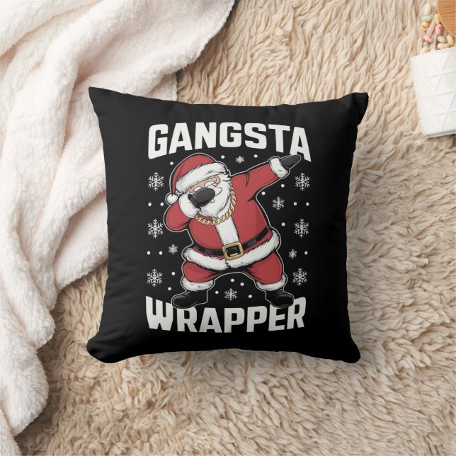 Coussin Gangsta Wrapper Dabbing Père Noël Noël (Couverture)
