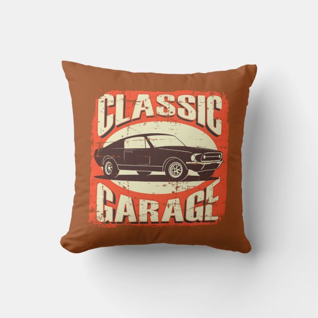 Coussin Garage classique Vintage rétro Orange (Recto)