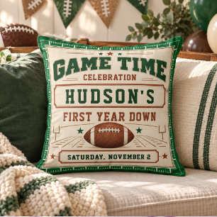 Coussin Garçon 1er anniversaire Football Vintage Vert Prem